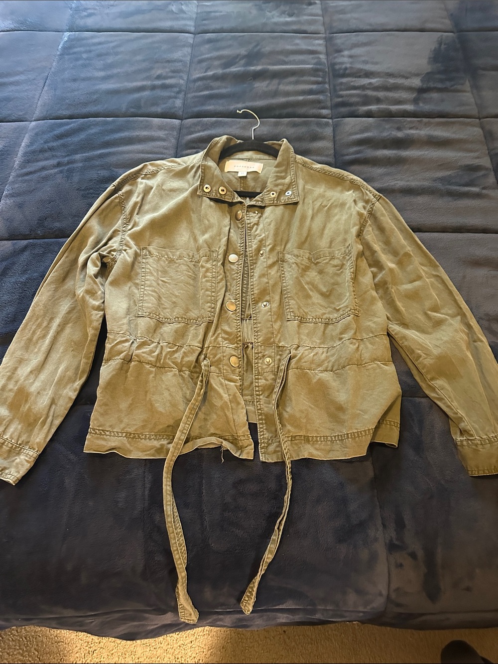 POPSUGAR Olive Green Drawstring Utility Jacket